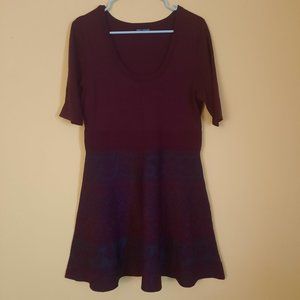 Red and Grey Knit Dress